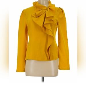Gracia Mustard Yellow Ruffle Front Blouse